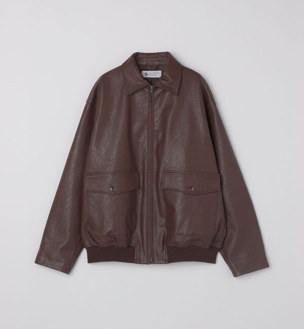 SHIPS「City Ambient Products: 合成皮革 ショート ジップ ブルゾン」|ブルゾン・スタジャン|