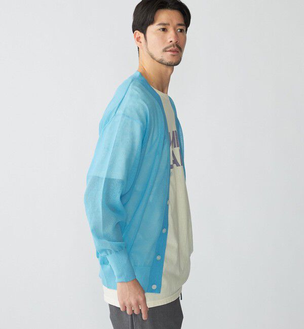SHIPS「BENCH MARKING SHIRT: シアー ニット Vカーディガン」|カーディガン|
