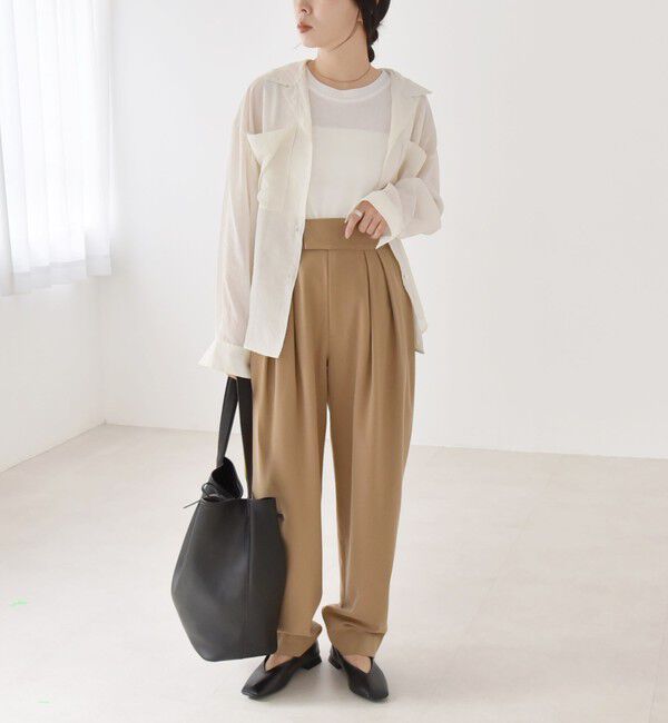 quaranciel「quaranciel:〈洗濯機可能〉シアー ポケット オープンカラー オーバー シャツ」|シャツ・ブラウス|