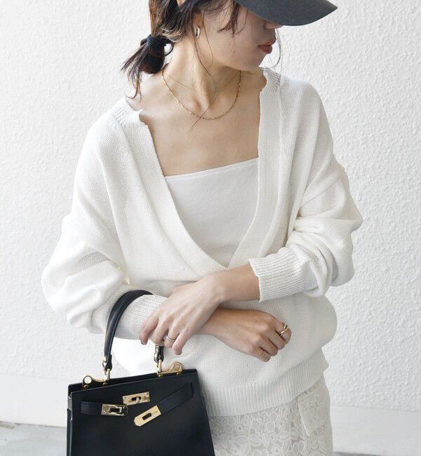 SHIPS any「SHIPS any:〈手洗い可能〉バルキー シアー Vネック ニット プルオーバー」|ニット・セーター|ホワイト