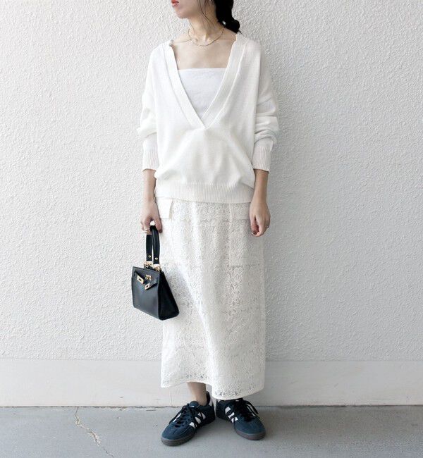 SHIPS any「SHIPS any:〈手洗い可能〉バルキー シアー Vネック ニット プルオーバー」|ニット・セーター|