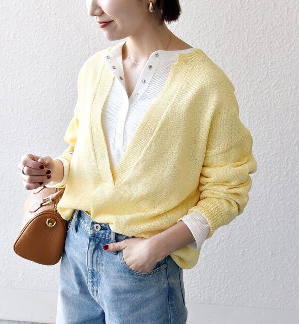 SHIPS any「SHIPS any:〈手洗い可能〉バルキー シアー Vネック ニット プルオーバー」|ニット・セーター|