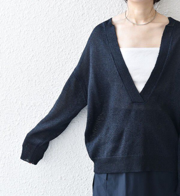 SHIPS any「SHIPS any:〈手洗い可能〉バルキー シアー Vネック ニット プルオーバー」|ニット・セーター|