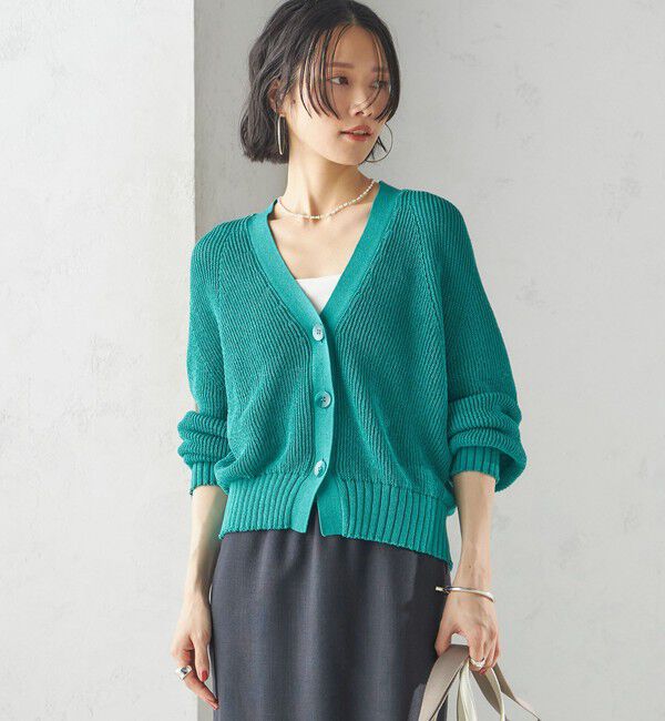 SHIPS for women「〈手洗い可能〉ペーパー ポリエステル Vネック カーディガン」|カーディガン|