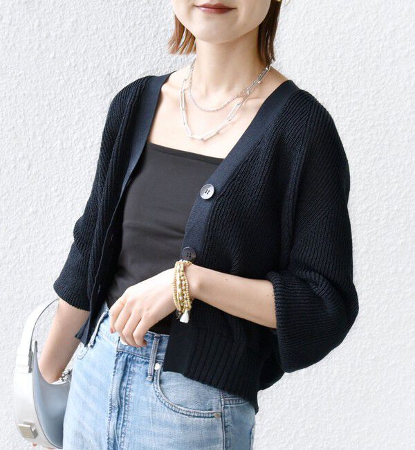 SHIPS for women「〈手洗い可能〉ペーパー ポリエステル Vネック カーディガン」|カーディガン|
