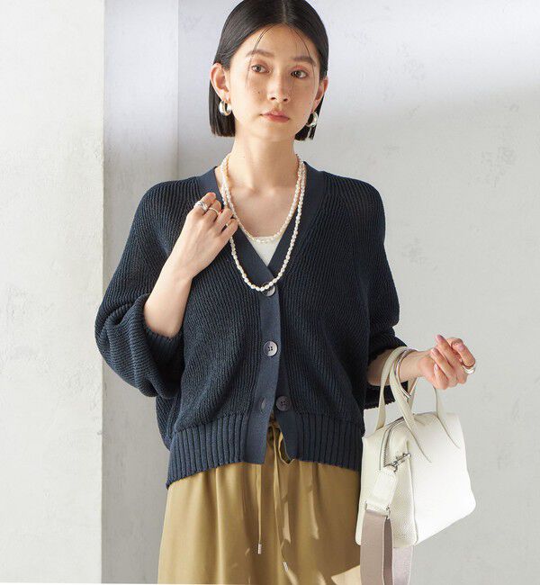 SHIPS for women「〈手洗い可能〉ペーパー ポリエステル Vネック カーディガン」|カーディガン|