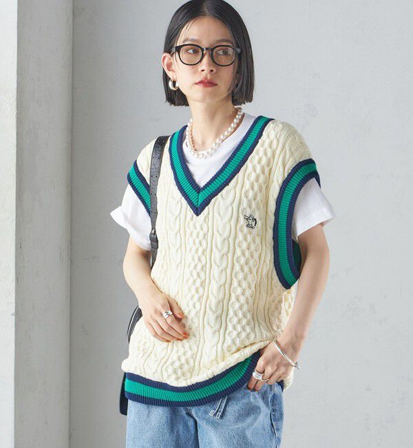 SHIPS for women「【SHIPS別注】LOGAN KNITTING MILLS: チルデン Vネック ベスト」|ベスト・ジレ|