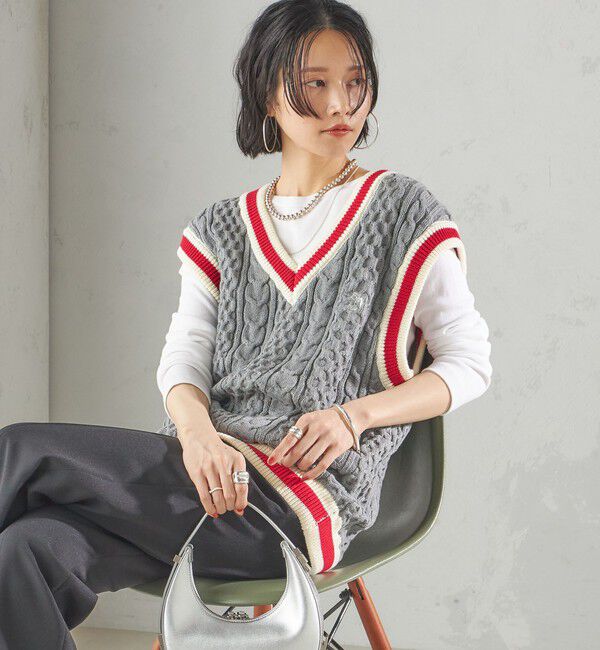 SHIPS for women「【SHIPS別注】LOGAN KNITTING MILLS: チルデン Vネック ベスト」|ベスト・ジレ|