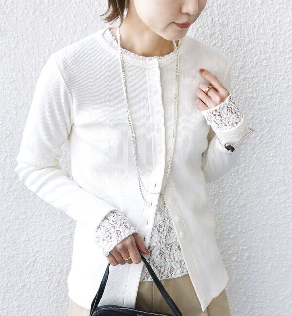 SHIPS for women「〈洗濯機可能〉ポッシュ テレコ リブ ボタン カーディガン」|カーディガン|