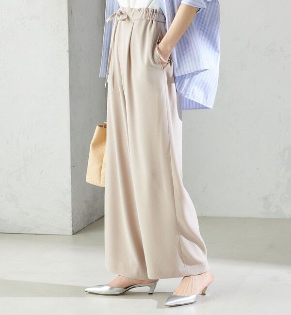SHIPS for women「〈接触冷感 / 手洗い可能〉アセテート混 バック サテン ワイド パンツ」|その他|