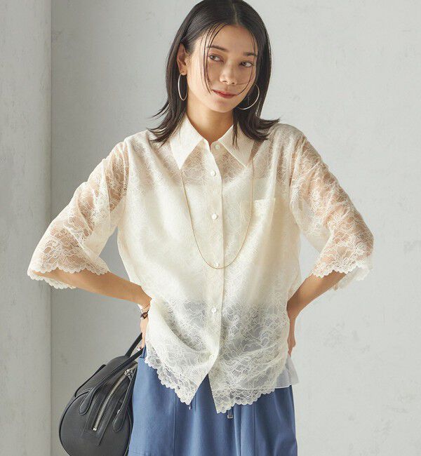 SHIPS for women「〈手洗い可能〉ラッセル レース シャツ」|シャツ・ブラウス|