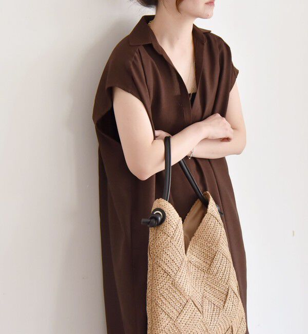 quaranciel「quaranciel:〈洗濯機可能〉リネン ライク スキッパー シャツ ワンピース＆パンツ セットアップ」|ワンピース|