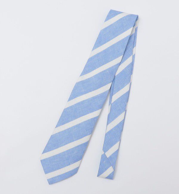 SHIPS「BREUER: リネン デニム ワイド ストライプ ネクタイ」|ネクタイ・蝶ネクタイ|ライトブルー