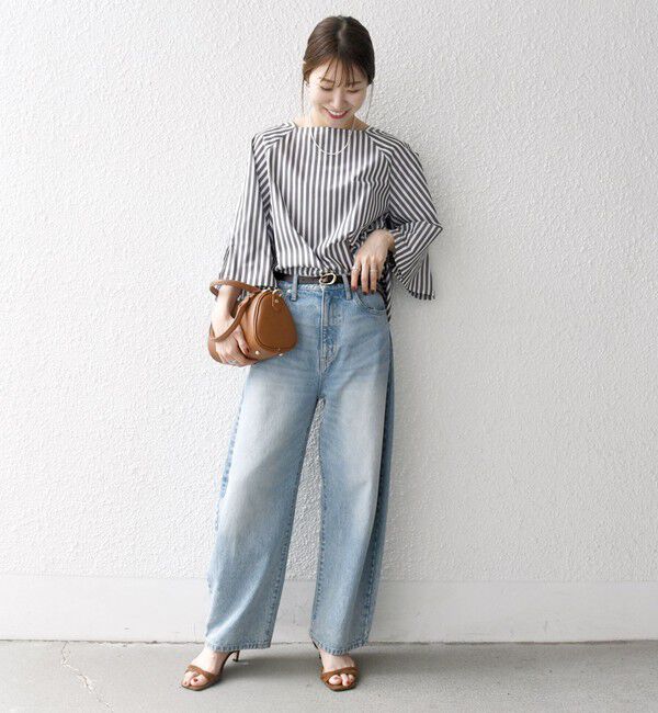 SHIPS any「SHIPS any:〈洗濯機可能〉REPREVE ボートネック フレアスリーブ ブラウス」|シャツ・ブラウス|