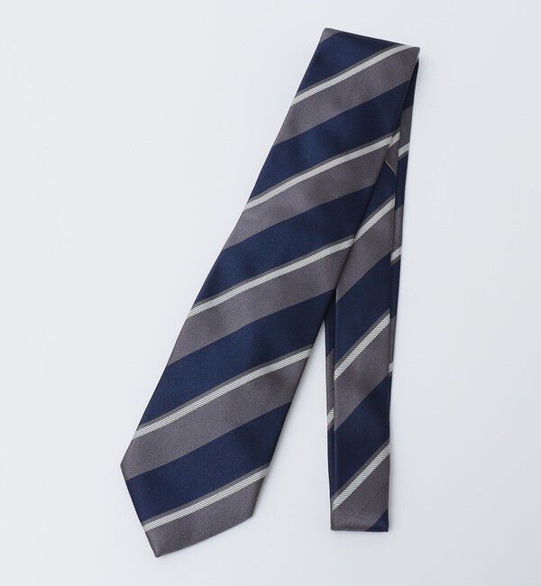 SHIPS「Stefanobigi: シルク ワイド ストライプ ネクタイ」|ネクタイ・蝶ネクタイ|グレー系