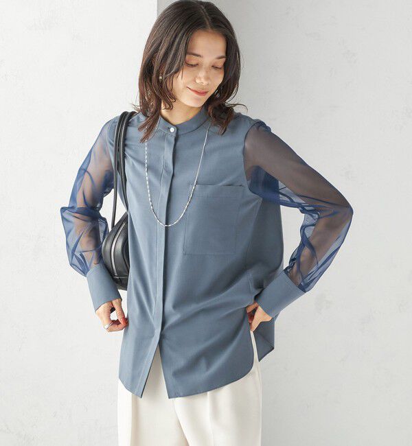 SHIPS for women「〈手洗い可能〉シアー 袖 ポケット デザイン シャツ」|シャツ・ブラウス|