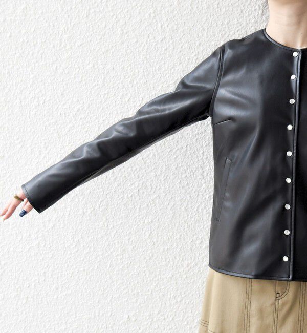 SHIPS any「SHIPS any: コンパクト ドット スナップ カーディガン ジャケット」|ノーカラージャケット|