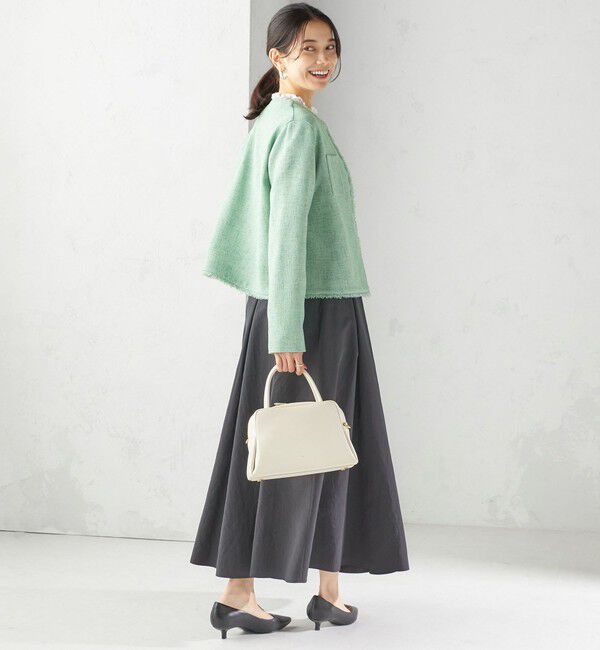 SHIPS for women「〈手洗い可能〉ストレッチ ツイード パール ボタン ジャケット」|ノーカラージャケット|