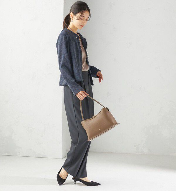 SHIPS for women「〈手洗い可能〉ストレッチ ツイード パール ボタン ジャケット」|ノーカラージャケット|