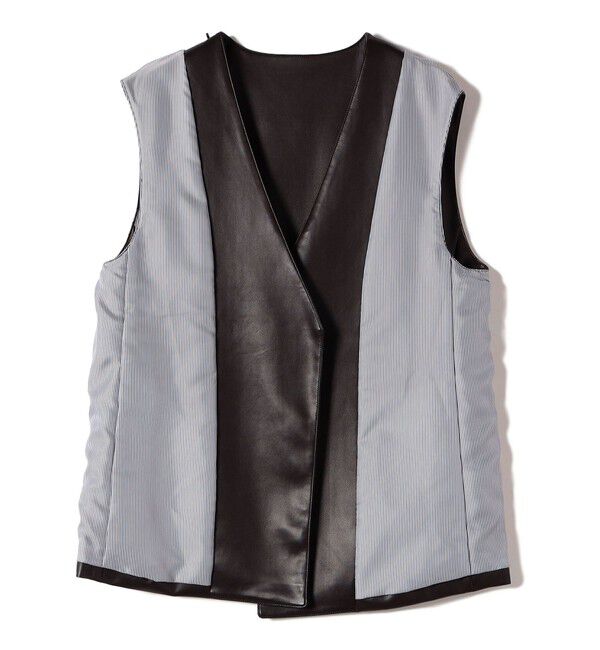 SHIPS for women「SHIPS Primary Navy Label:〈手洗い可能〉合皮 ジレ」|ベスト・ジレ|