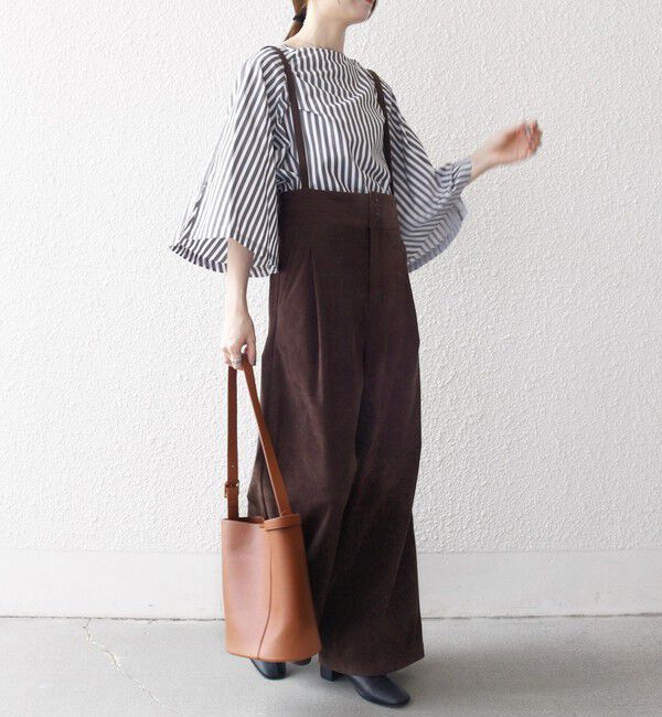 SHIPS any「SHIPS any:〈手洗い可能〉コーデュロイ サスペンダー付 ハイウエスト ワイド パンツ」|その他|