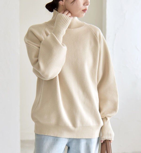 quaranciel「quaranciel:〈洗濯機可能〉タートルネック ラグラン ロングリブ ニット プルオーバー」|ニット・セーター|