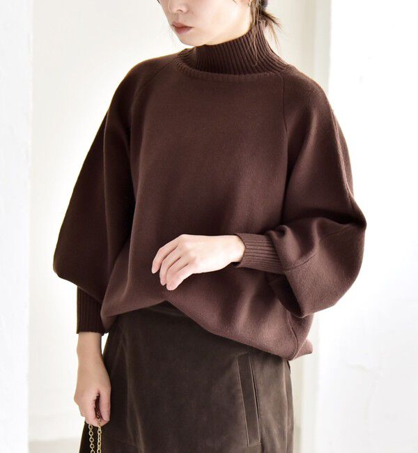 quaranciel「quaranciel:〈洗濯機可能〉タートルネック ラグラン ロングリブ ニット プルオーバー」|ニット・セーター|