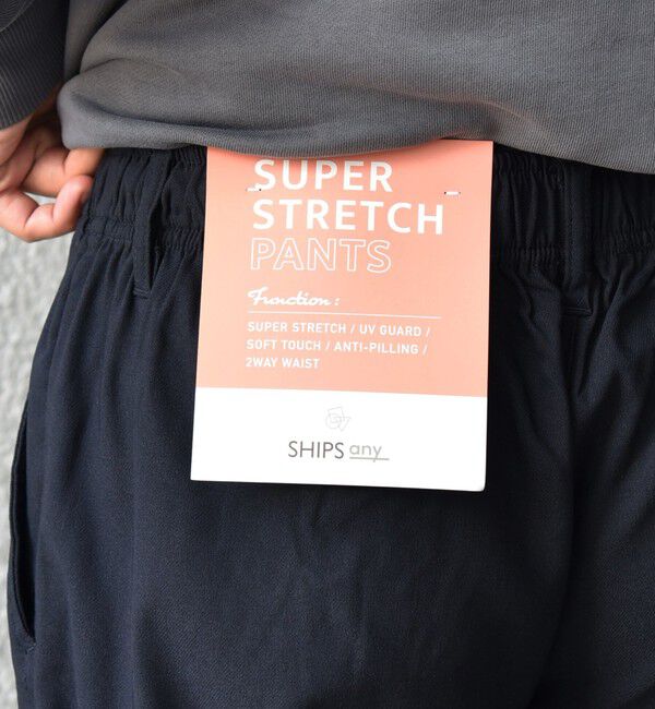 SHIPS any「SHIPS any: スーパー ストレッチ 裏起毛 ウォーム スリム テーパード イージー パンツ◇」|チノ|ネイビー