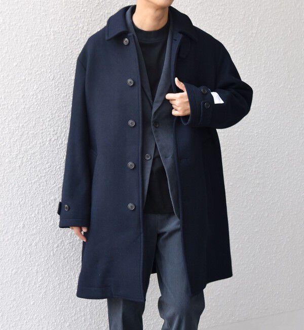 SHIPS any「SHIPS any: PURE WOOL MELTON ステンカラー コート 25AW◇」|ステンカラーコート|ネイビー