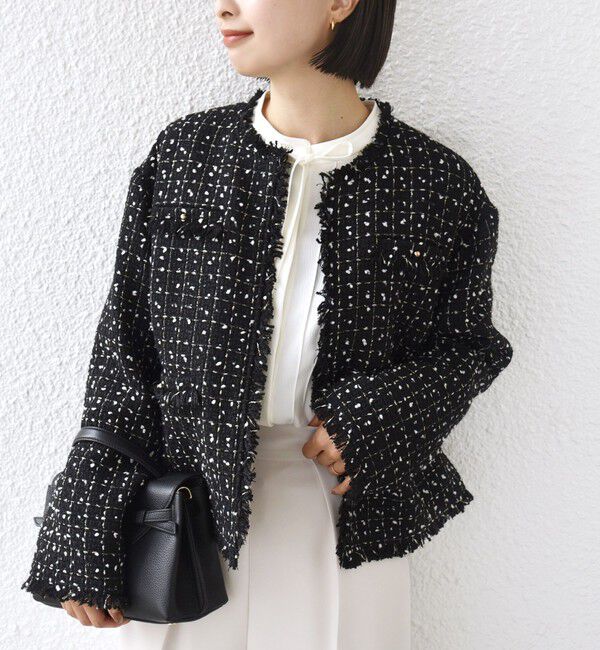 SHIPS for women「【SHIPS別注】troisiemeCHACO: ツイード ジャケット（セレモニー対応可）」|ノーカラージャケット|
