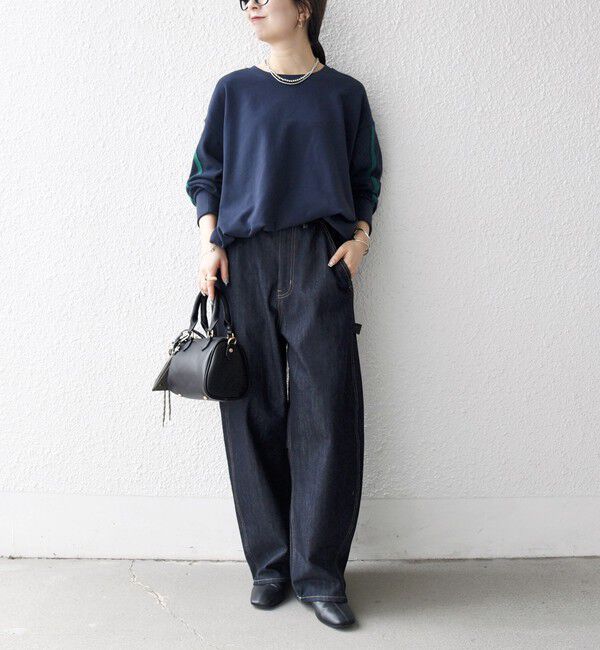 SHIPS any「SHIPS any:〈洗濯機可能〉裏毛 バイカラー ドロスト ルーズ スウェット プルオーバー」|スウェット・ジャージ|