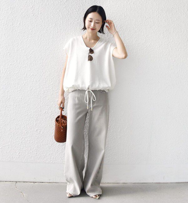 SHIPS for women「〈手洗い可能〉ブライト ペーパー 裾 ドロスト ニット プルオーバー」|ベスト・ジレ|