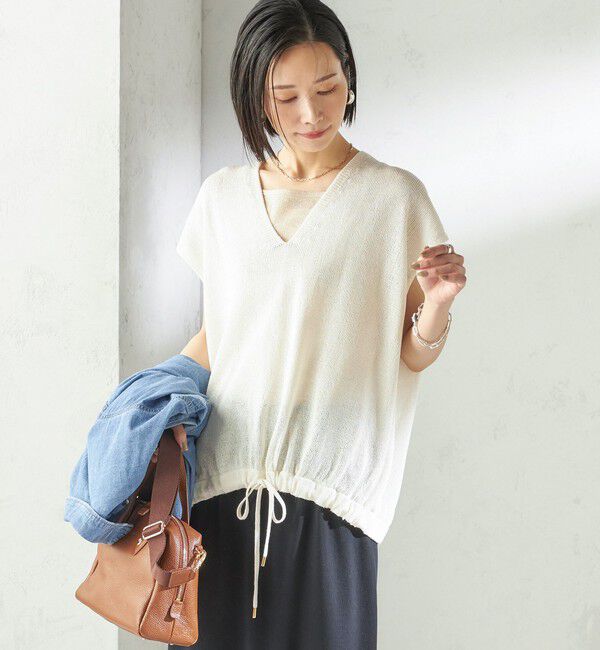 SHIPS for women「〈手洗い可能〉ブライト ペーパー 裾 ドロスト ニット プルオーバー」|ベスト・ジレ|