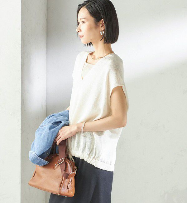 SHIPS for women「〈手洗い可能〉ブライト ペーパー 裾 ドロスト ニット プルオーバー」|ベスト・ジレ|