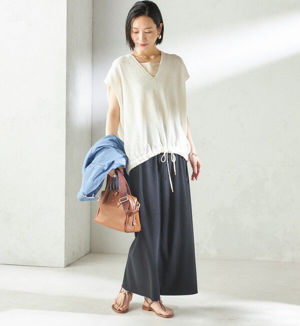 SHIPS for women「〈手洗い可能〉ブライト ペーパー 裾 ドロスト ニット プルオーバー」|ベスト・ジレ|