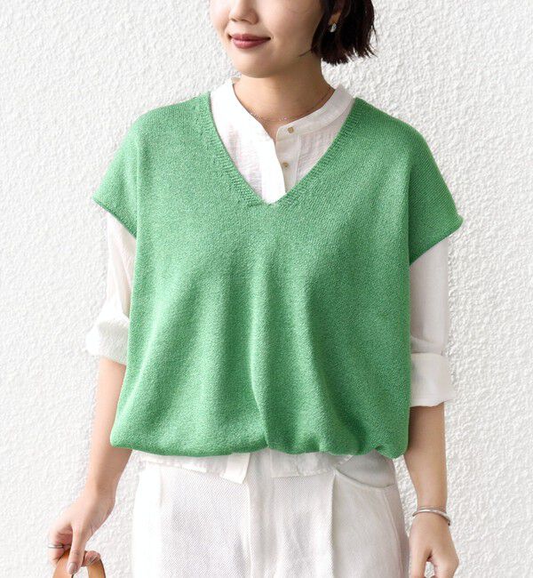 SHIPS for women「〈手洗い可能〉ブライト ペーパー 裾 ドロスト ニット プルオーバー」|ベスト・ジレ|