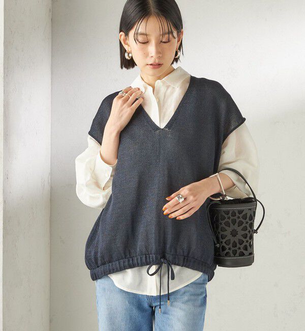 SHIPS for women「〈手洗い可能〉ブライト ペーパー 裾 ドロスト ニット プルオーバー」|ベスト・ジレ|