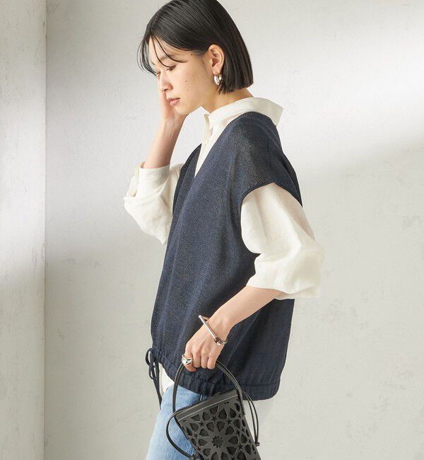 SHIPS for women「〈手洗い可能〉ブライト ペーパー 裾 ドロスト ニット プルオーバー」|ベスト・ジレ|