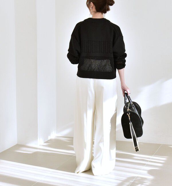 quaranciel「quaranciel:〈手洗い可能〉サテン ワイド ストレート スラックス」|その他|