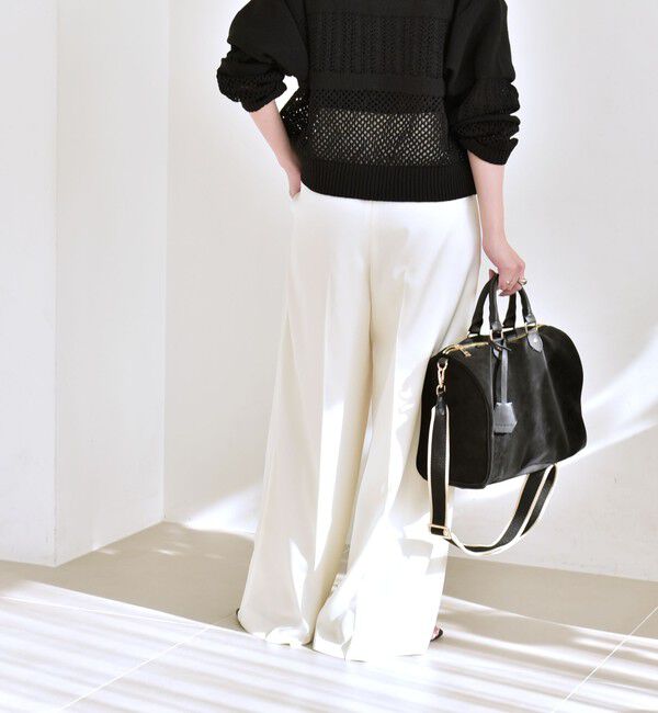 quaranciel「quaranciel:〈手洗い可能〉サテン ワイド ストレート スラックス」|その他|