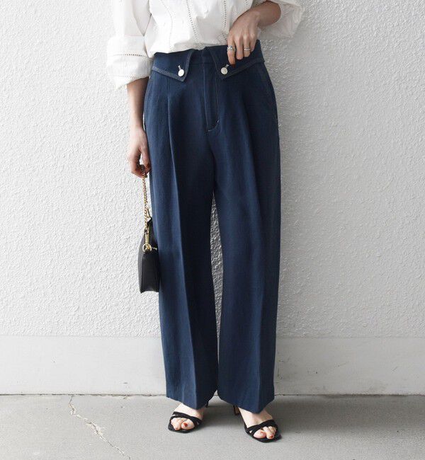 SHIPS any「SHIPS any:〈洗濯機可能〉カルゼ ターンバック ハイウエスト テーパード パンツ」|その他|