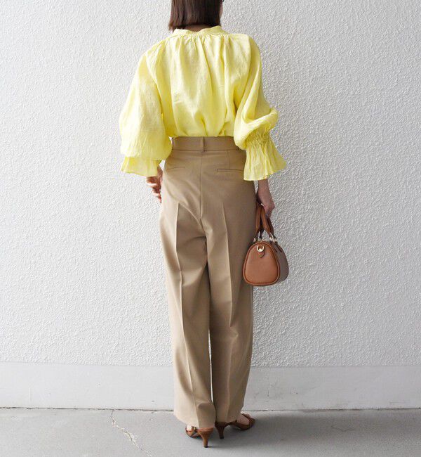 SHIPS any「SHIPS any:〈洗濯機可能〉リネン ボリューム スリーブ フレア ブラウス」|シャツ・ブラウス|