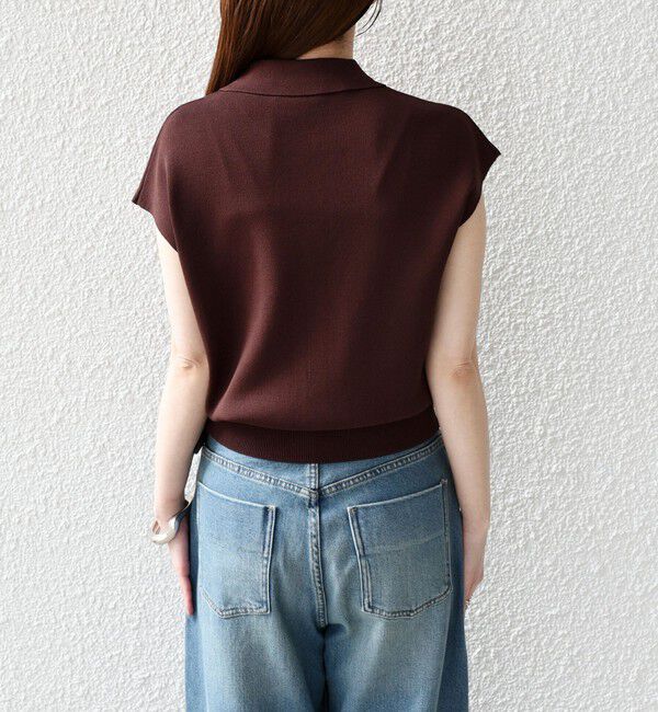 SHIPS Colors 「SHIPS Colors:〈手洗い可能〉ポロ フレンチスリーブ ニット ベスト◇」|ニット・セーター|