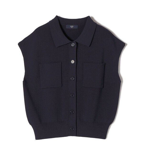 SHIPS Colors 「SHIPS Colors:〈手洗い可能〉ポロ フレンチスリーブ ニット ベスト◇」|ニット・セーター|ネイビー