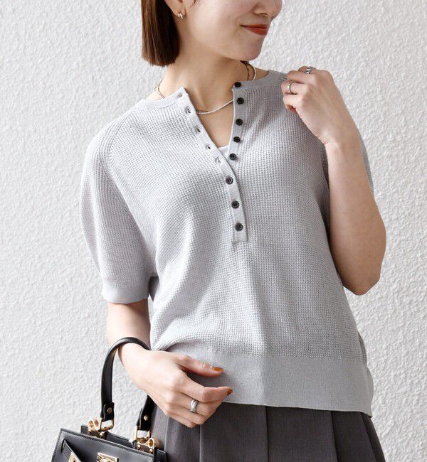 SHIPS any「SHIPS any:〈手洗い可能〉リネン レーヨン ヘンリーネック プルオーバー」|ニット・セーター|