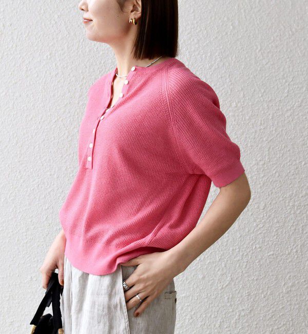 SHIPS any「SHIPS any:〈手洗い可能〉リネン レーヨン ヘンリーネック プルオーバー」|ニット・セーター|