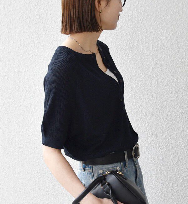 SHIPS any「SHIPS any:〈手洗い可能〉リネン レーヨン ヘンリーネック プルオーバー」|ニット・セーター|