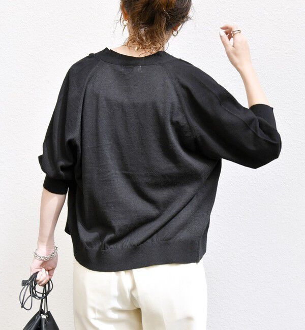 SHIPS any「SHIPS any:〈手洗い可能〉リネン ミックス Vネック ショート シアー カーディガン 2」|カーディガン|