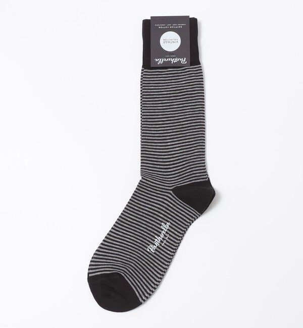 SHIPS「PANTHERELLA: HOLST ボーダー ソックス」|ソックス|ブラック