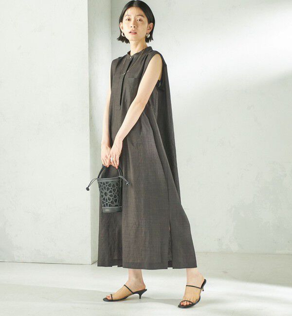 SHIPS for women「《予約》〈接触冷感/UVカット/吸水速乾/洗濯機可能〉SUUSUU タック スリーブ ワンピース」|ワンピース|